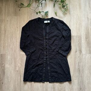 Chico's Black Eyelet Embroidered Tunic Top Size 1 Mandarin Collar